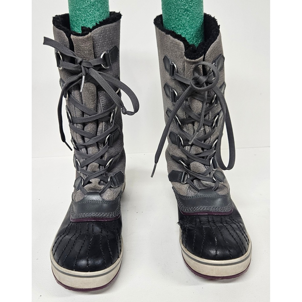 Sorel Tofino Waterproof Winter Boots Grey Black Faux Fur NL1907-052 Womens 8.5